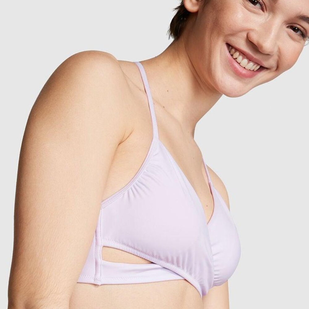 NWT PINK by Victoria's Secret Purple Whisper Body Wrap Bikini Top
